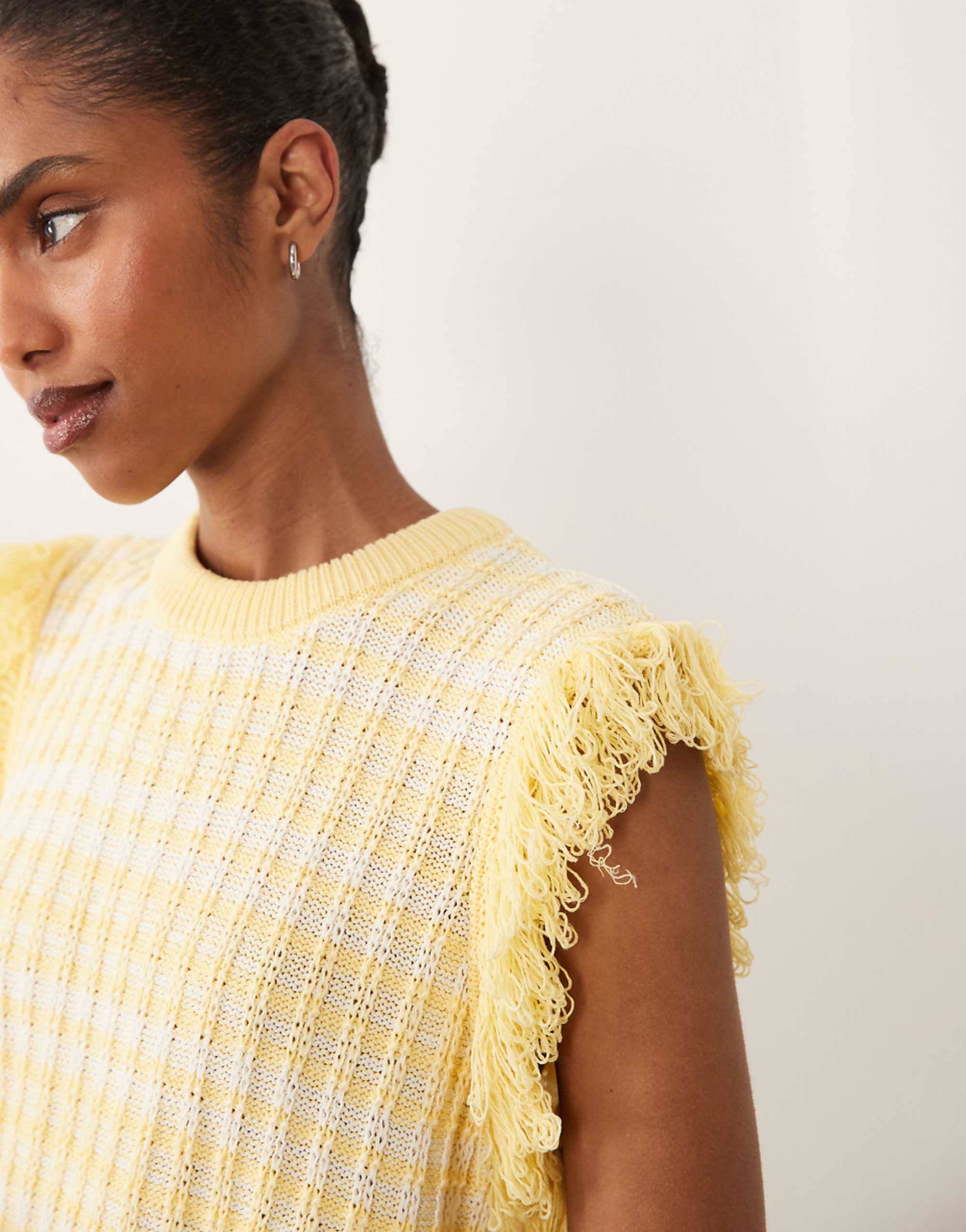 Asos Design Knitted Tweed Tank Jumper in Buttermilk