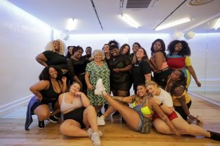 Miriam Margolyes with a plus-size dance class