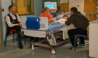 Leanne, Steve and Nick at Oliver's hospital bedside this week