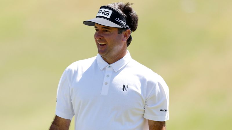 PGA tour golf player Bubba Watson wears a New England Patriots cap