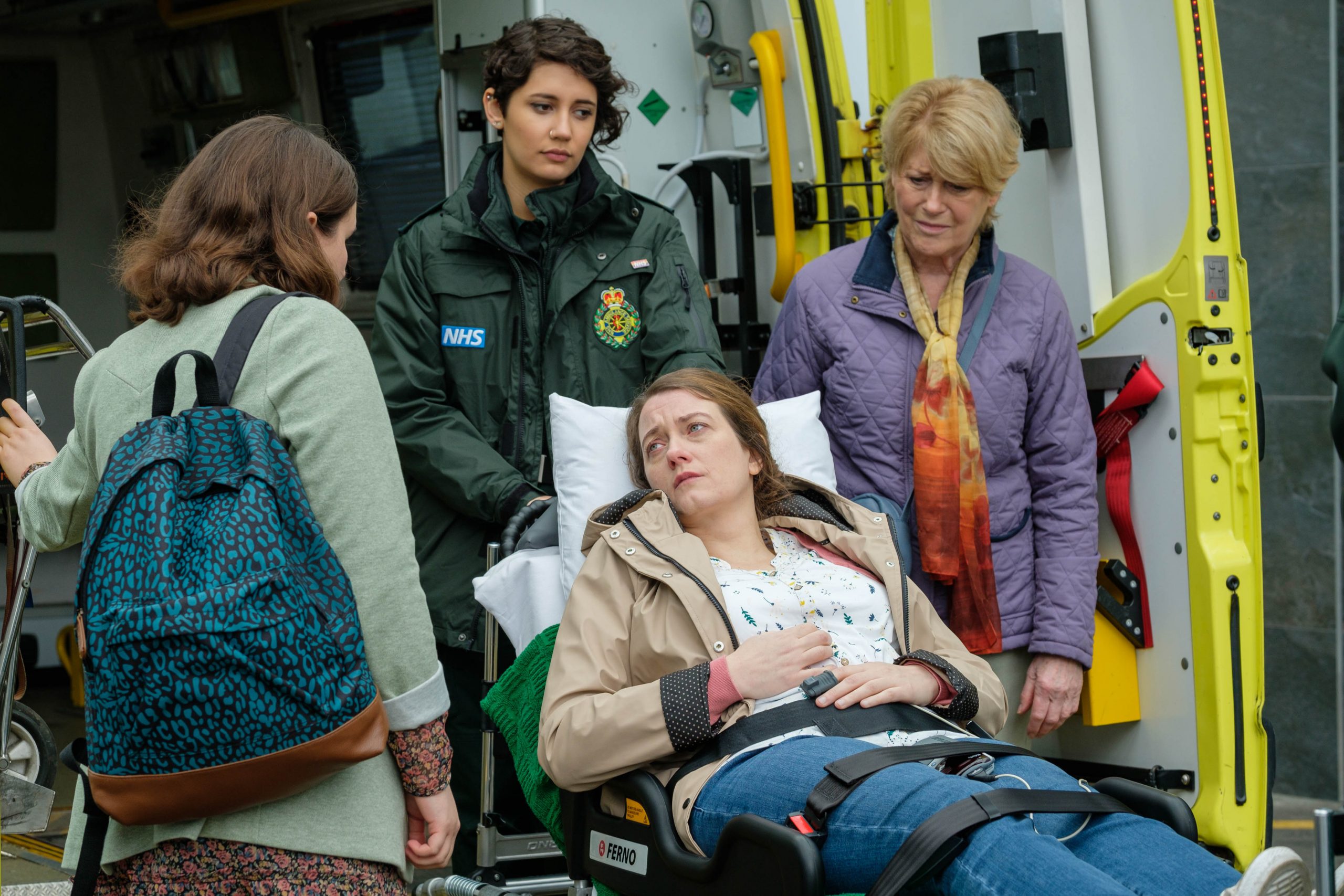 Jade with her family as Susie is transferred from an ambulance to the ED