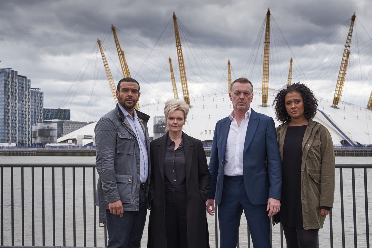 The London Kills cast in front of the O2 Millennium Dome