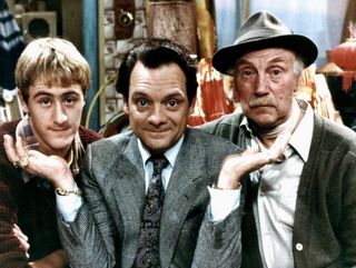 David Jason in Only Fools with Nicholas Lyndhurst and Lennard Pearce in 1982