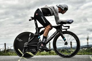 Chris Froome (Team Sky) on course at the time trial, stage 20 at the Tour de France