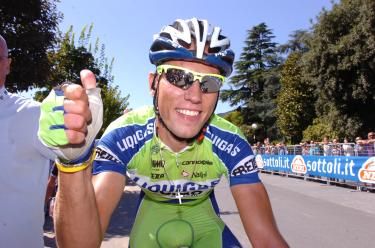 Kristijan Koren (Liquigas) beams after his victory