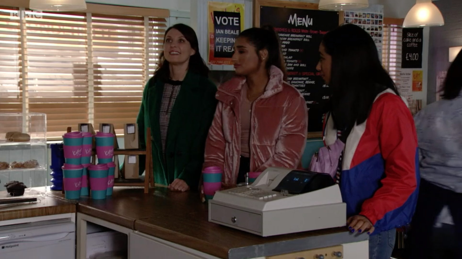 Kathy's coffee cups in EastEnders BBC