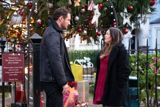 Stacey and Martin walk together in EastEnders