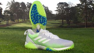 Adidas CodeChaos Golf Shoes lying on grass