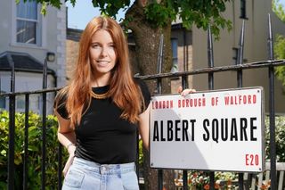 Stacey Dooley on the set of EastEnders