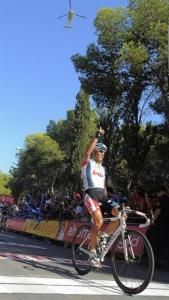 Philippe Gilbert (Omega Pharma-Lotto) celebrates his stage victory.