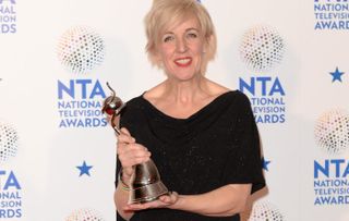 Julie Hesmondhalgh backstage at the National Television Awards 2014