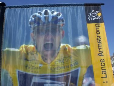 Lance Armstrong on the banner