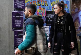 Vinny takes his frustrations out graffitiing in EastEnders