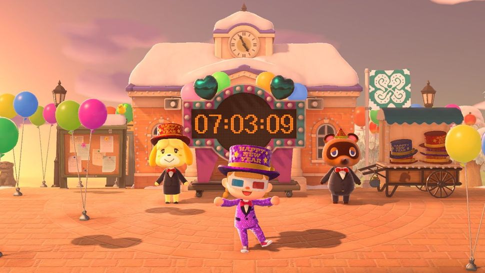 Animal Crossing New Horizons New Year's event — Fireworks, countdown