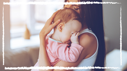 mum holding a sleepy baby thinking how to get a baby to sleep