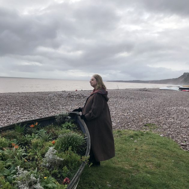 Hilary Mantel on Budleigh Salterton beach