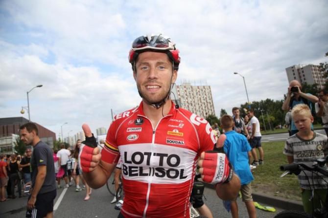 Jonas Van Genechten (Lotto Belisol) after victory at the Tour of Poland in Katowice.