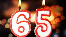 Birthday cake with 65 on it