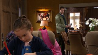 Jamie is stunned to find Millie alone in Emmerdale
