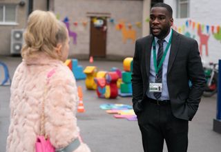 Isaac diffuses a situation at the school in EastEnders