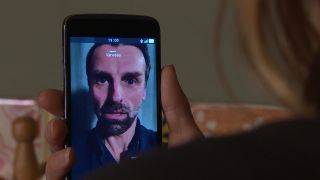 Rhona receives a shock video call in Emmerdale