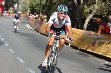 Philippe Gilbert (Omega Pharma-Lotto) in full flight on the final climb.