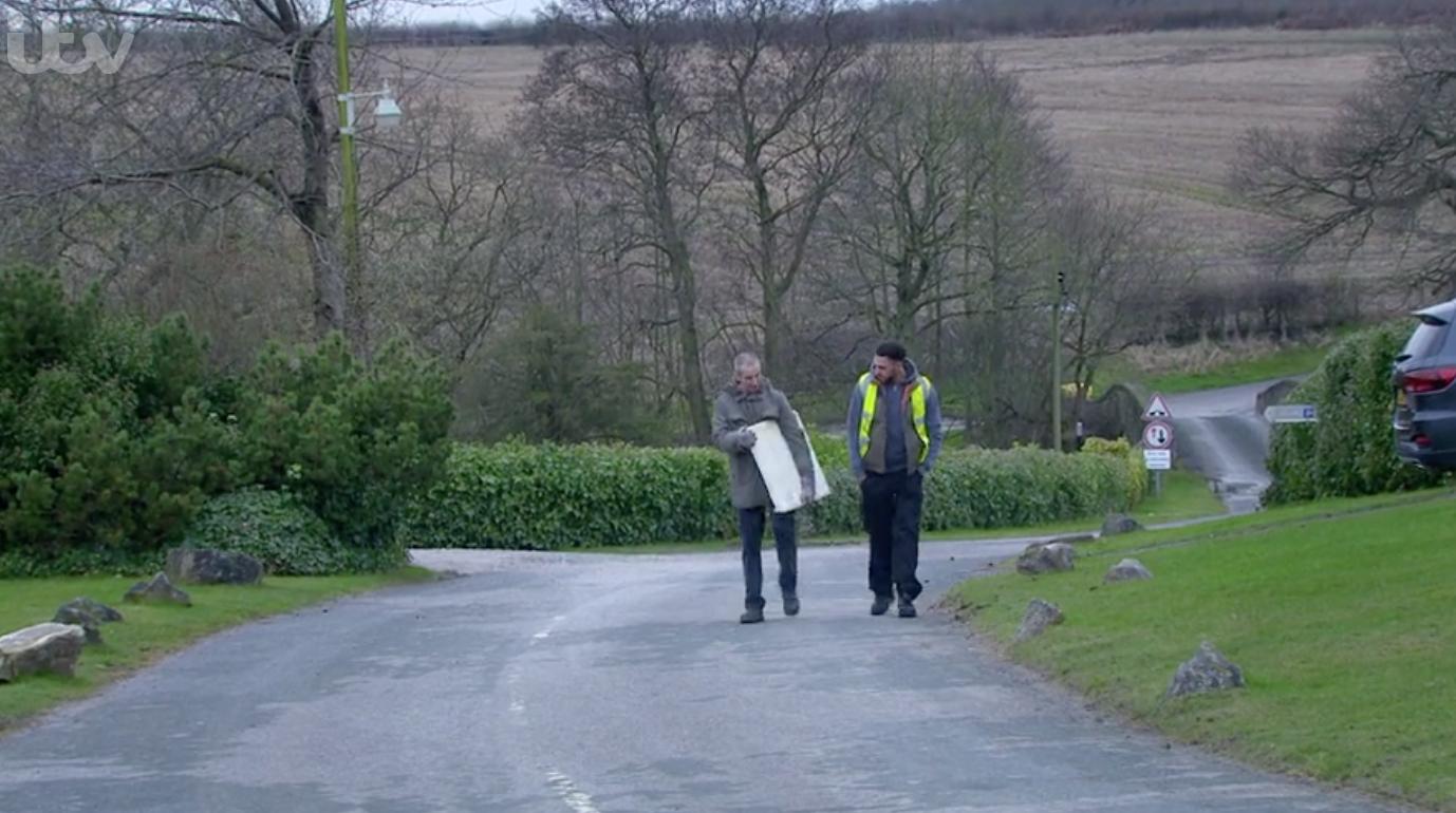 Sam and his radiator in Emmerdale ITV