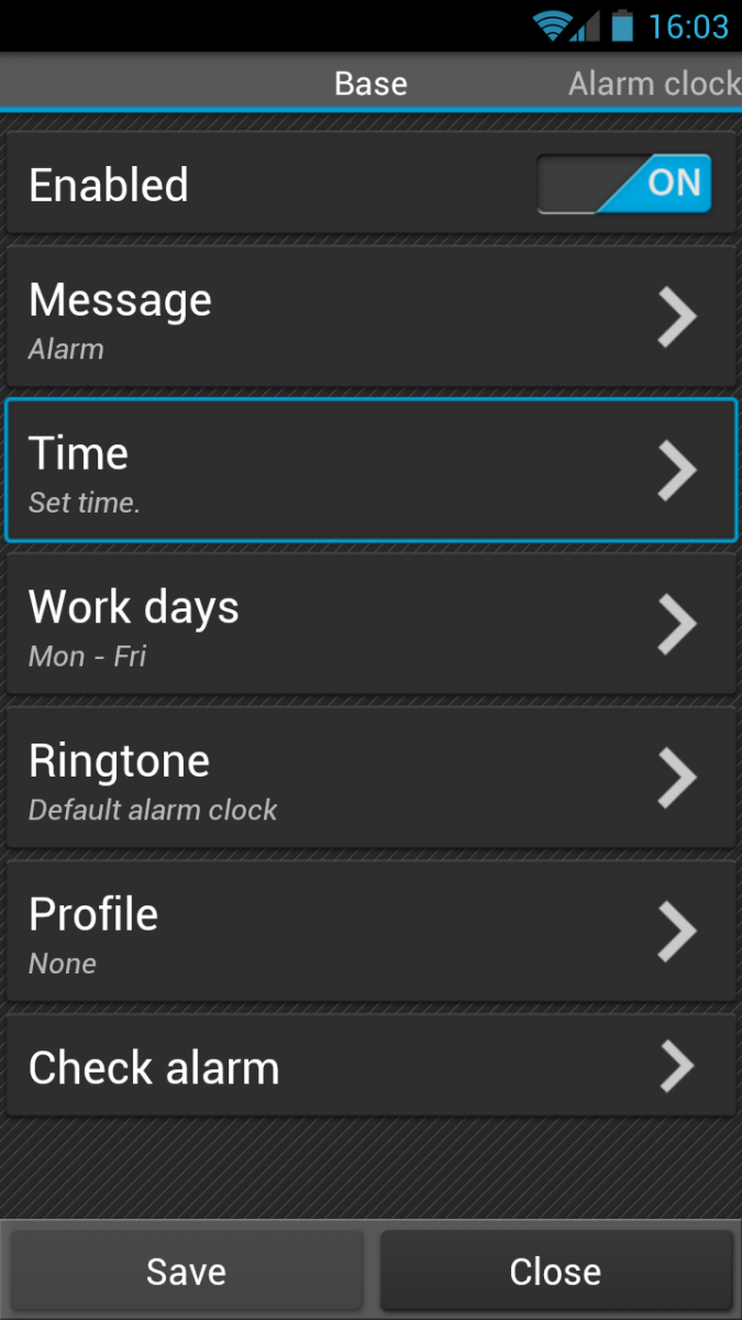 Alarm messages