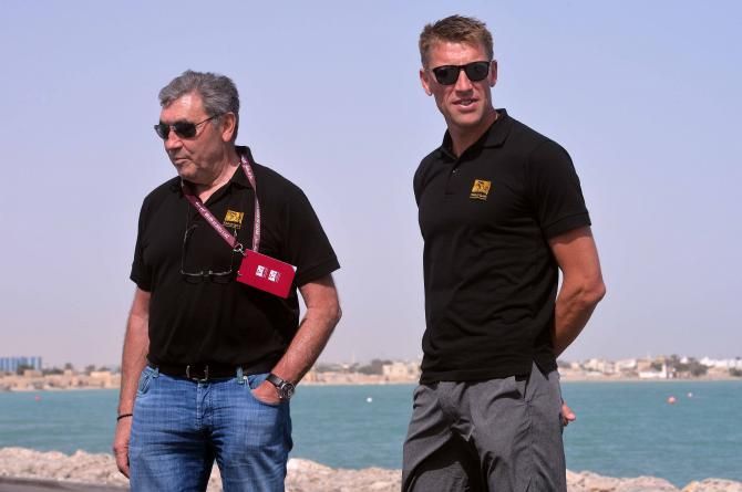 Axel and Eddy Merckx at Tour of Qatar