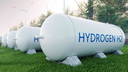 3D illustration of hydrogen tanks