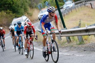 Miles Scotson (Groupama-FDJ) attacks from the breakaway as they approach Corkscrew on stage 4 of the 2019 Tour Down Under
