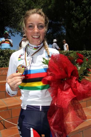 Pauline Ferrand Prevot (France) in the rainbow jersey after the race