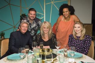 Nigel Havers, Alex Brooker, Sally Lindsay, Desiree Burch and Georgia Toffolo in I'll Get This