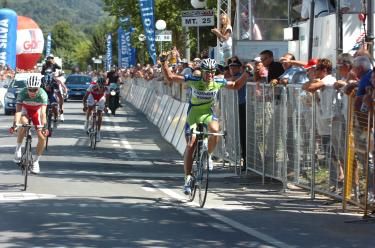 A sweet moment for Kristijan Koren (Liquigas) as he takes his first pro win