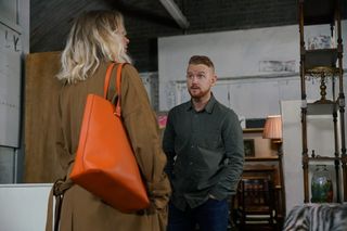 Maria see Laura leaving the furniture shop in Coronation Street