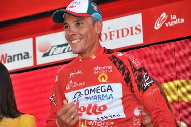 Philippe Gilbert (Omega Pharma-Lotto) in the red jersey in Malaga