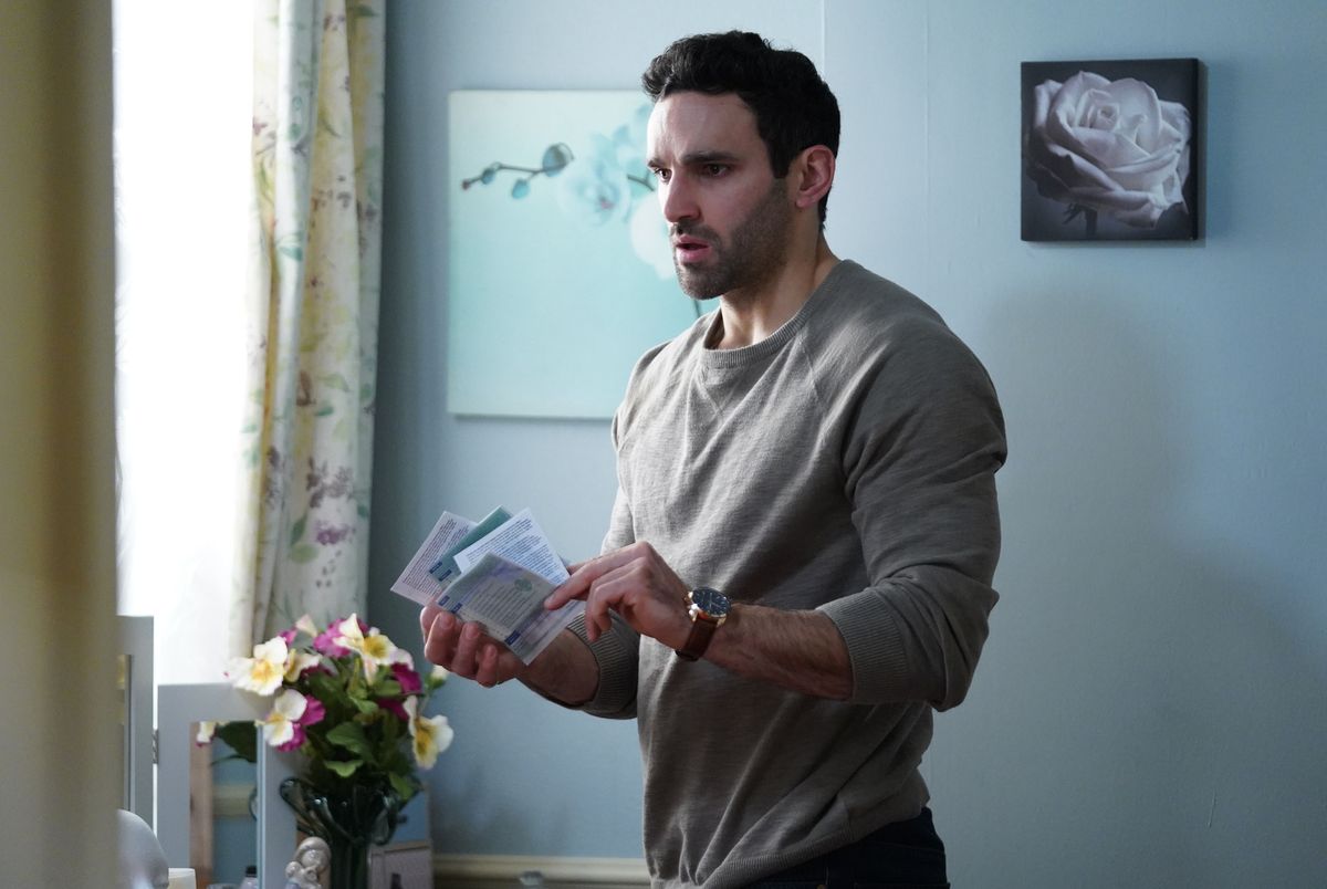 Kush Kazemi ensures that Jean takes her tablets in EastEnders