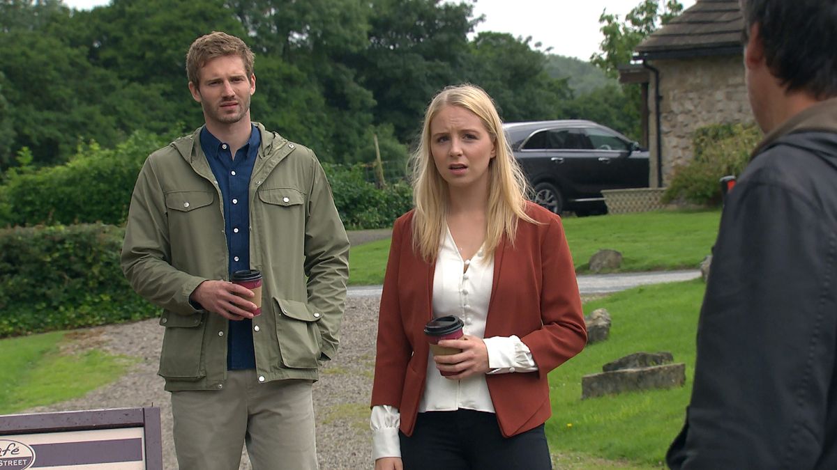 Belle Dingle and Jamie Tate in Emmerdale